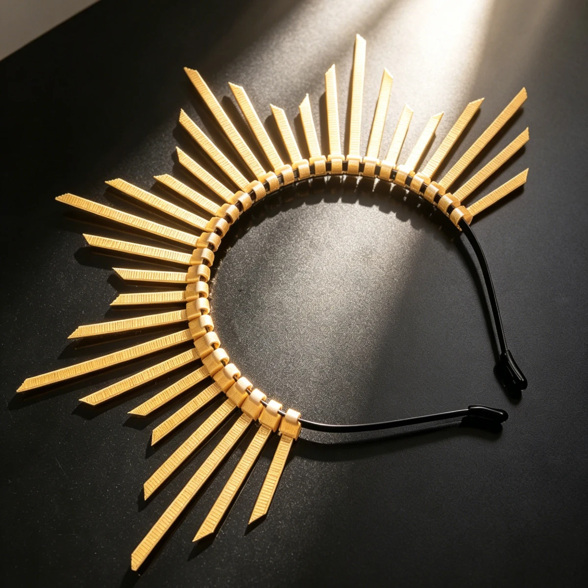 Golden Sunburst Halo Headband, Sun Goddess Crown Headpiece, Wedding Cosplay Party Photoshoot Hair Accessories - view 2