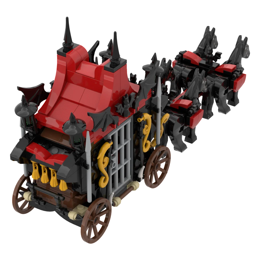 DIY ยุคกลาง Carriage Building Kit - โมเดลขนส่งแวมไพร์เกวียนสร้างสรรค์, ของเล่นอิฐ MOC สําหรับเด็กผู้ชาย, วันเกิดที่ไม่ซ้ําใคร