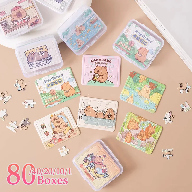 

1-80Boxes Cute Cartoon Capybara Jigsaw Puzzle Educational Toys for Kids Adults Cute Mini Animal Puzzles Children Game Toy Gifts