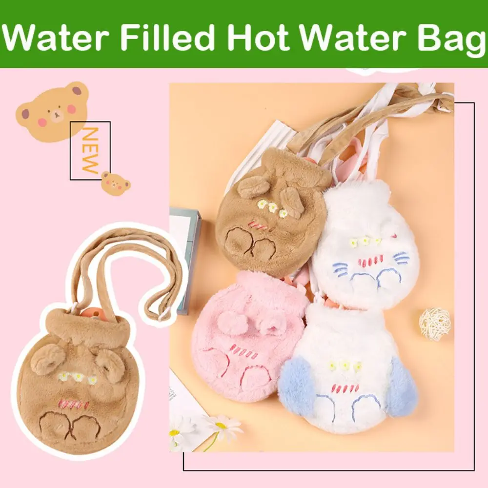 350ML Plush Hot Water Bottle Bag Mini Explosion-proof Hand Warmer Filled Portable Belly Warmer