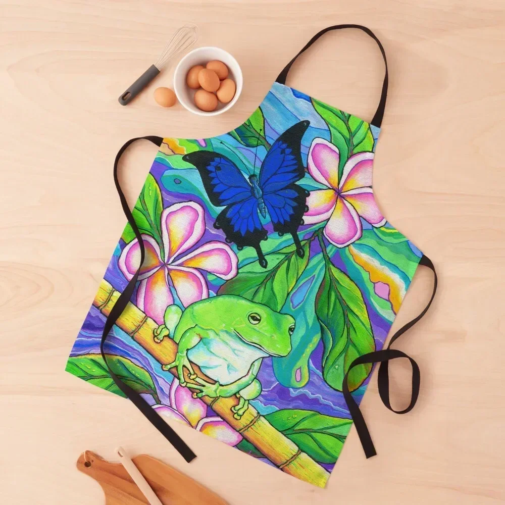 

Frog Frangipani Apron For Cooking Kitchen Utensils kitchen gadgets Kitchens Men Apron