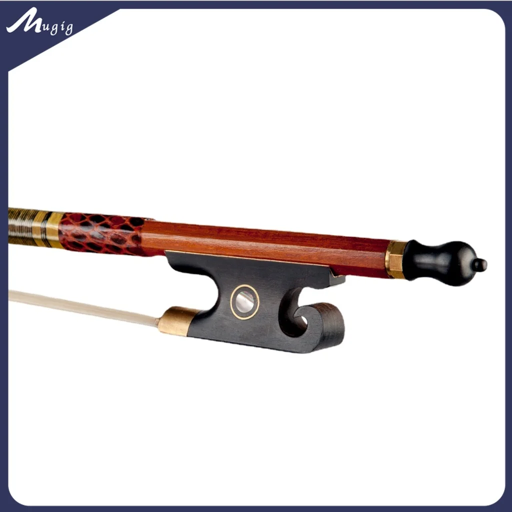 Mugig 4/4 Size Violin Bow Pernambuco Fiddle Bows W/Black Ox Horn Frog Mongolian Horsehair Straight Violinist Orchestra Players