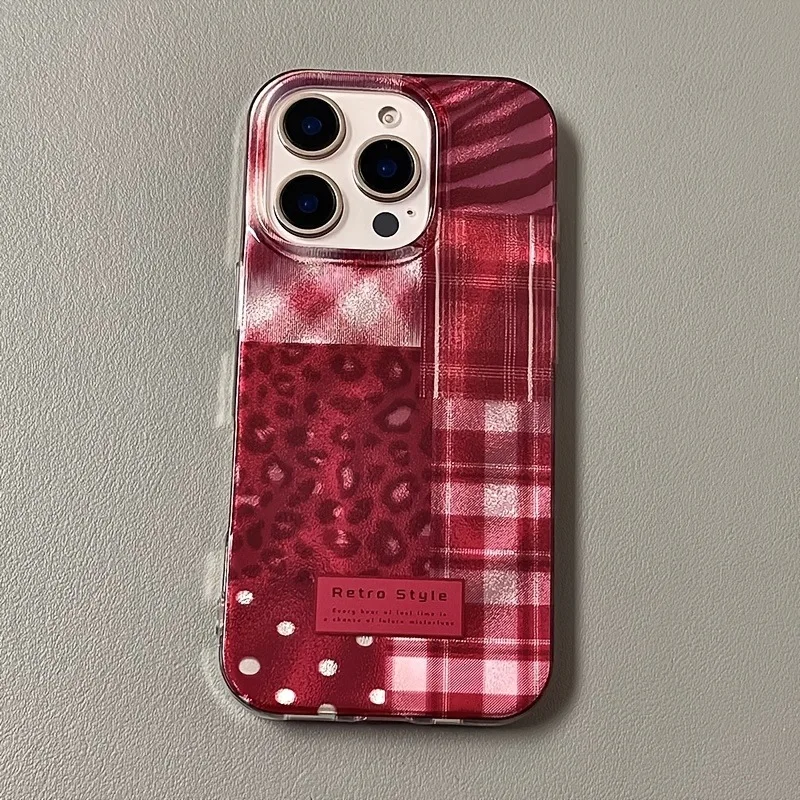 Cherry Red Leopard Print Stitching Clear Phone Case For iPhone 11 12 13 14 15 16 Pro Max XS XR X 7 8 Plus Silicone Soft Cover