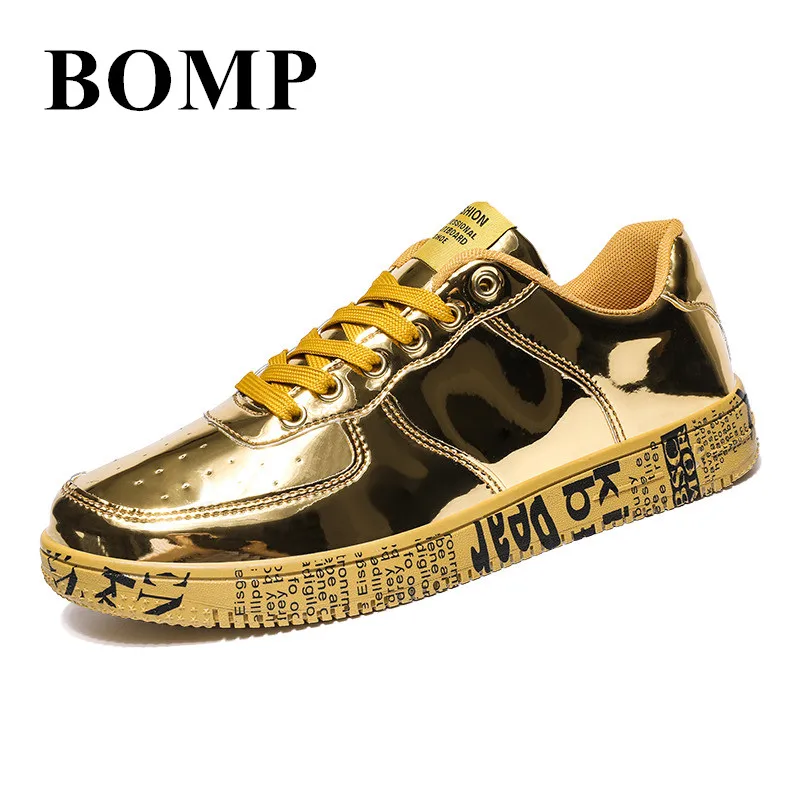 

Trend Bright Couples Skate Shoes Luxury Golden Skateboard Sneaker Man Comfort Lace-Up Women's Sports Shoes zapatos de skateboard