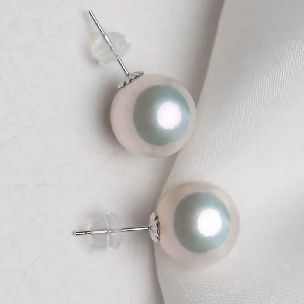 Natural Pearl Earrings AAAA10-11mm/11-12mm Classic Earrings 18K/AU750 Gold+18K/AU750 Platinum