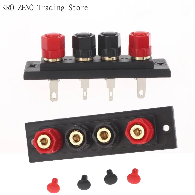 1Pc Copper Audio Accessories Speaker Amplifier Chassis Terminal Output Four-Position Terminal Soundbox Speaker Gold Wiring Board