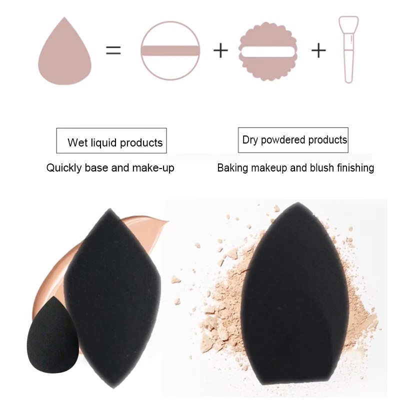 2 Stück schwarzes Beauty-Schwamm-Ei – latexfreier, wiederverwendbarer Make-up-Mixer für makellose Grundierung, Kontur und Highlight