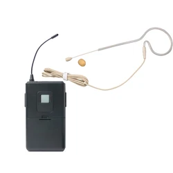 Beige Wireless Headset Microphone System One to 1 Receiver BeltPack Transmitter
