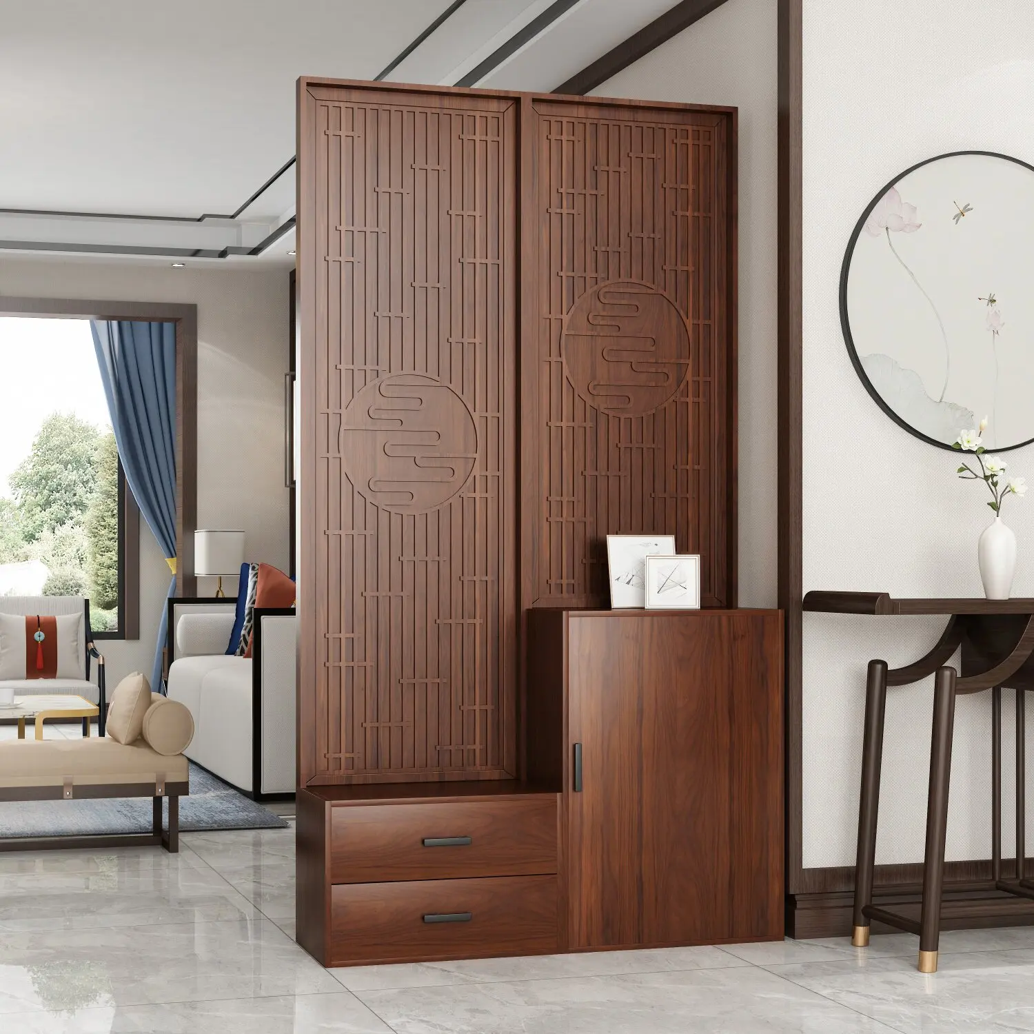 LH Modern Simple Screen Partition Cabinet Living Room Wooden Entryway Decorative Partition Cabinet