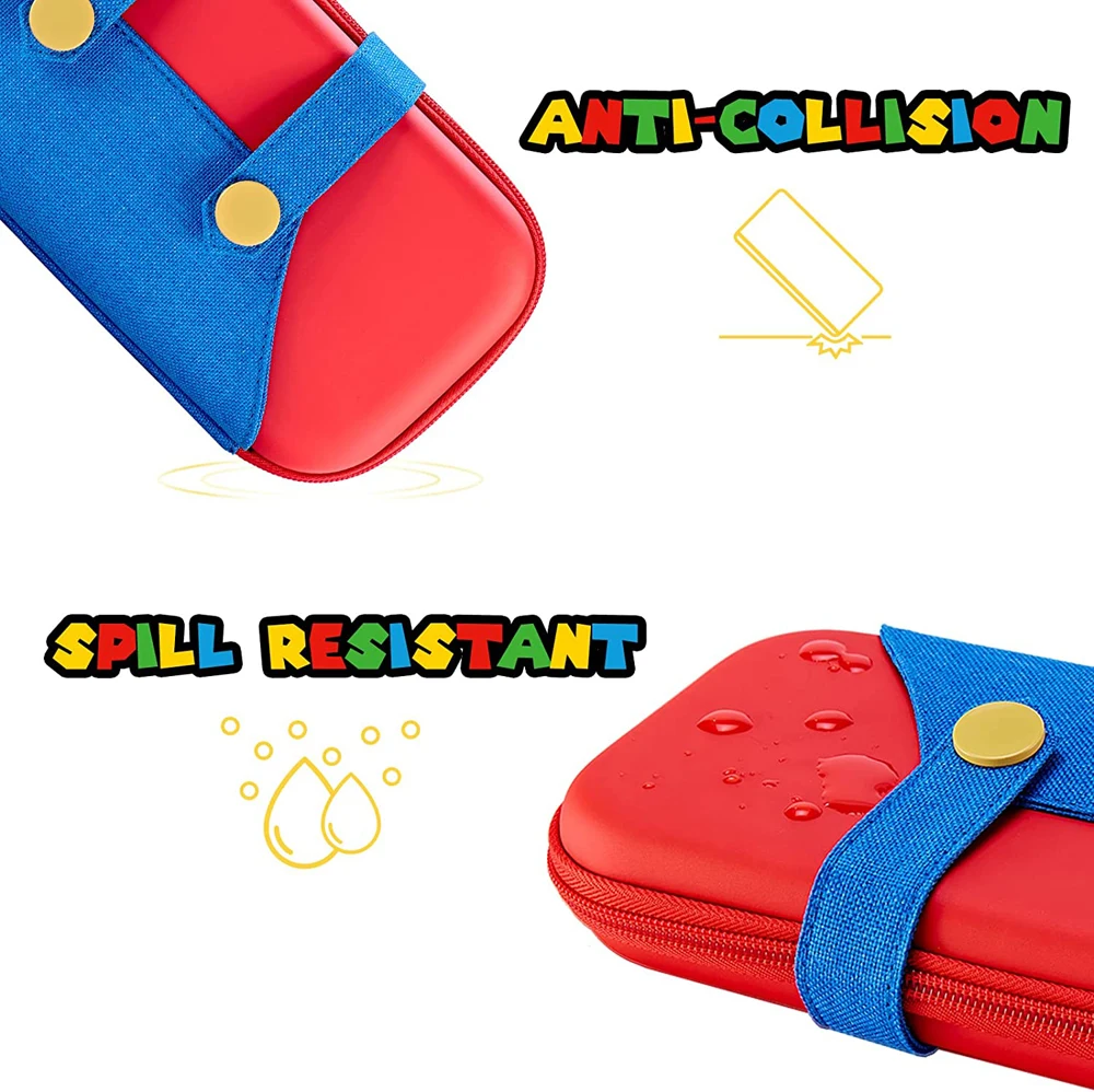 EVA-Aufbewahrungsschalter-Hülle, kompatibel mit Nintendo Switch/OLED, niedliche tragbare Switch-Tragetasche mit 10 Spielhaltern für Mario – Detail 5