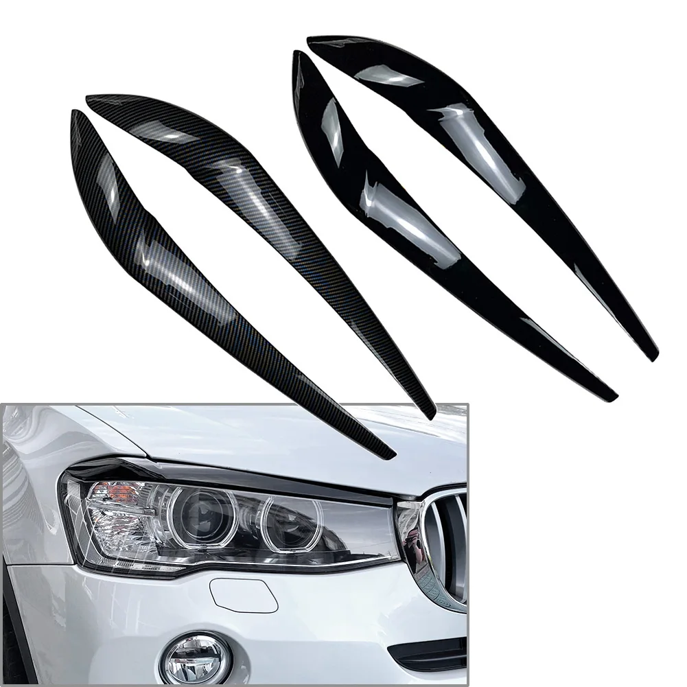 1Pair ABS Auto Front Headlight Eyebrow Eyelid Cover Decorative Trim For BMW X3 F25 X4 F26 2014 2015 2016 2017