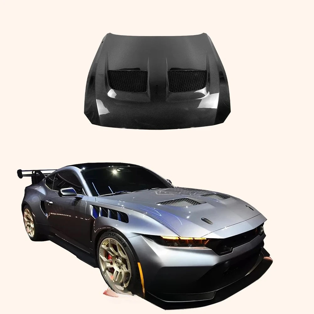 

(USA Warehouse Stock) For Ford Mustang 2024 7th Gen S650 Muscle Pony Car GD Style Carbon Fiber Hood