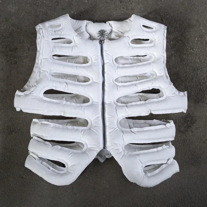 

Жилет в рубчик со скелетом для женщин и мужчин, осенний дизайн, ниша, модный брендовый уличный жилет, американская футболка без рукавов