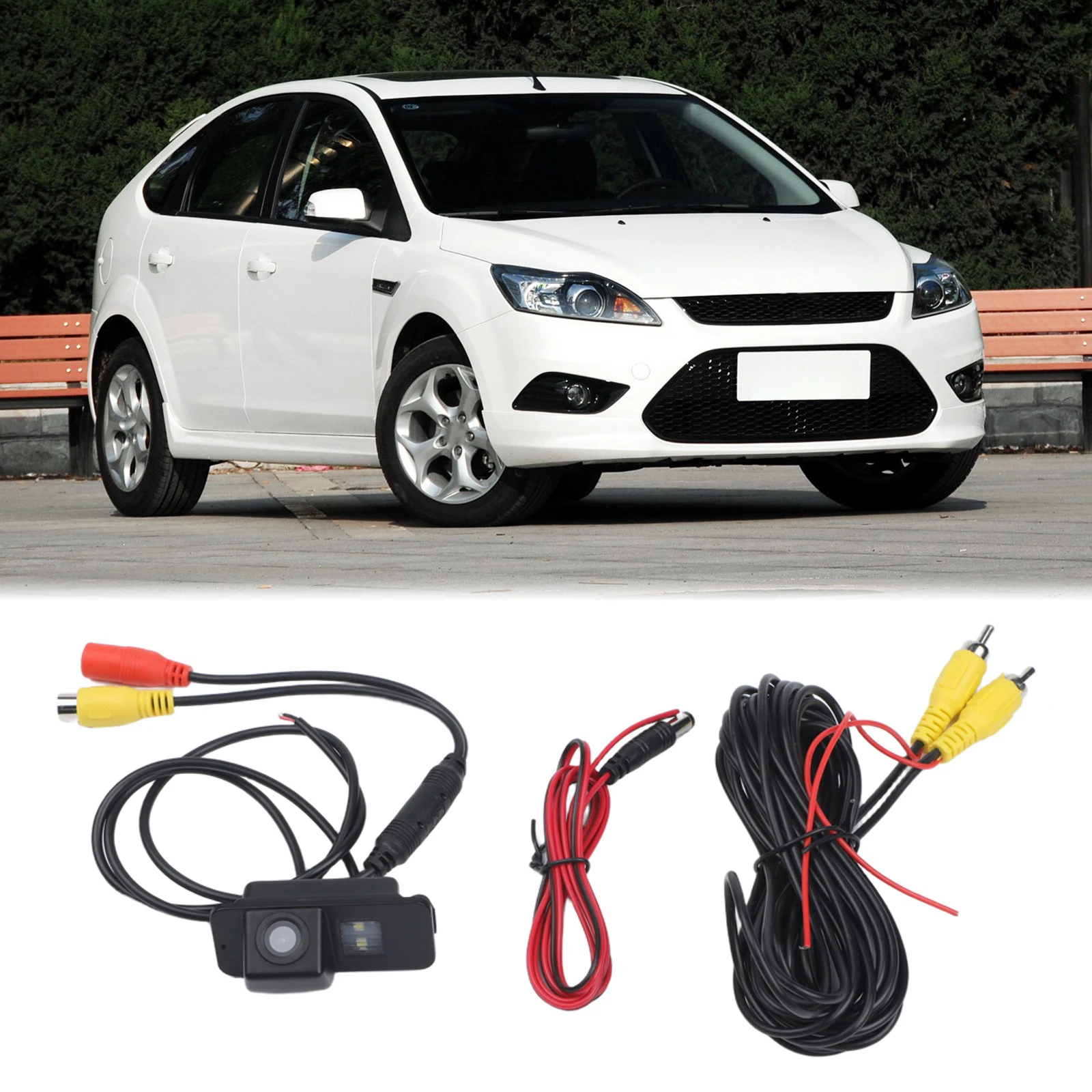 For Ford Focus for fiesta for galaxy Car Reverse Camera Rear Fit Power Cord 170° Lens Angle Accessories Number Plate Light