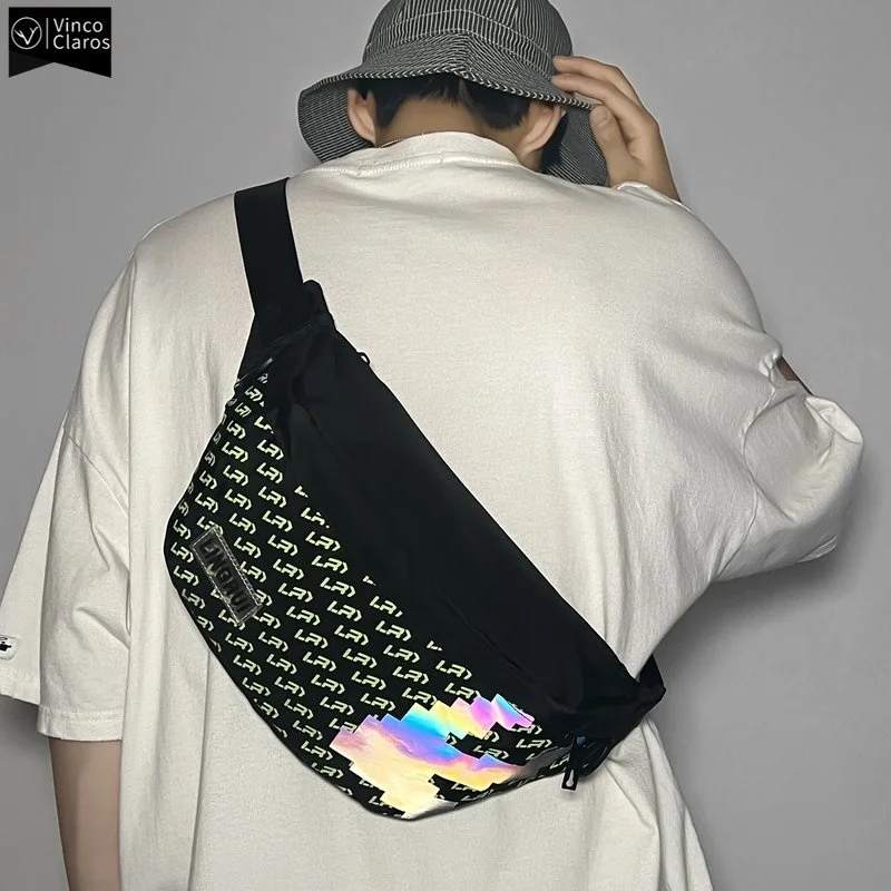 

VC Trend Design Reflective Chest Bag Youths Hip-Hop Street Waist Oxford Crossbody s for Men bags with free shipping