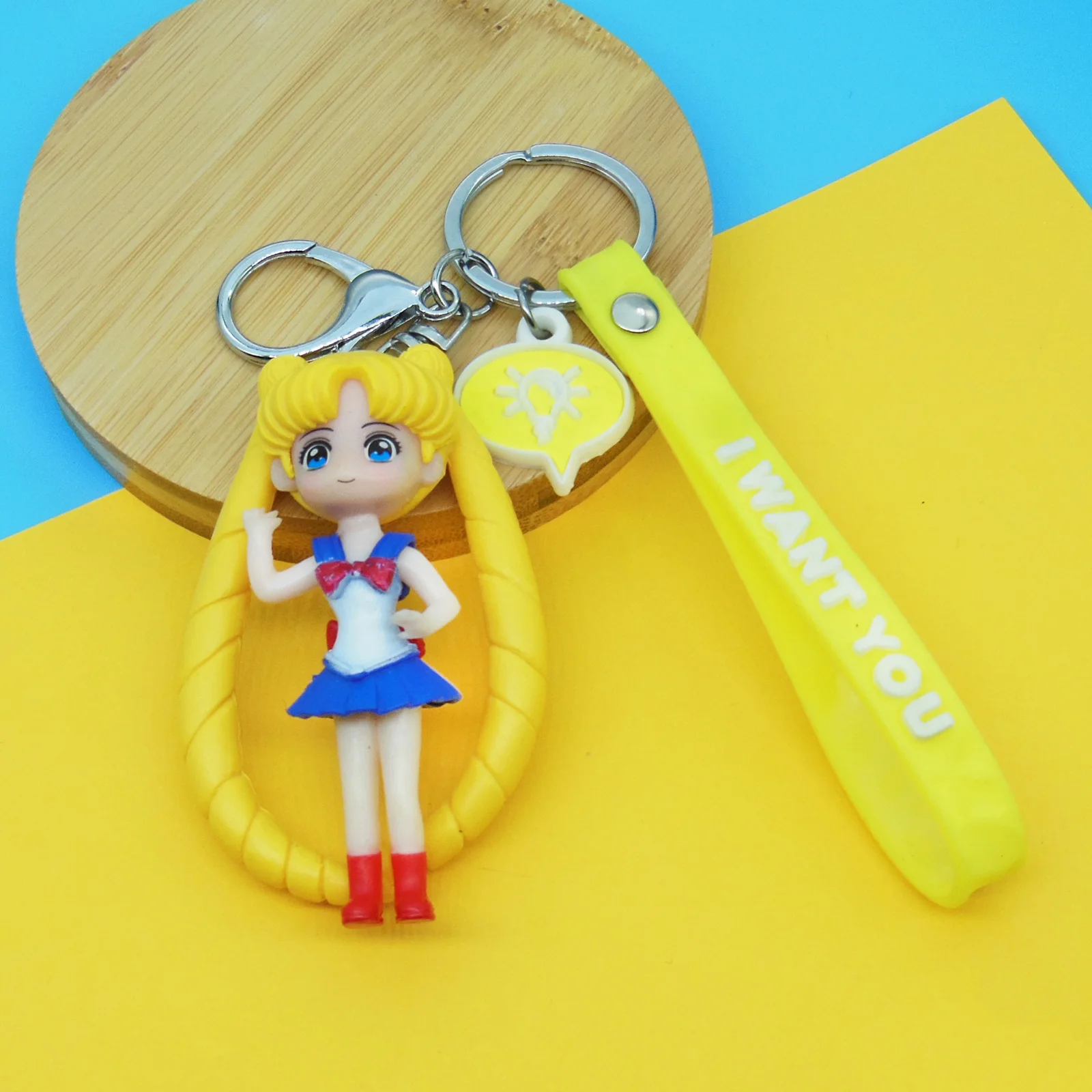 Anime Sailor Moon Keychain Cute Figure Doll Couple Bag Pendant Keyring Car Key Chain Accessories Toy Gift for Men Women Friends