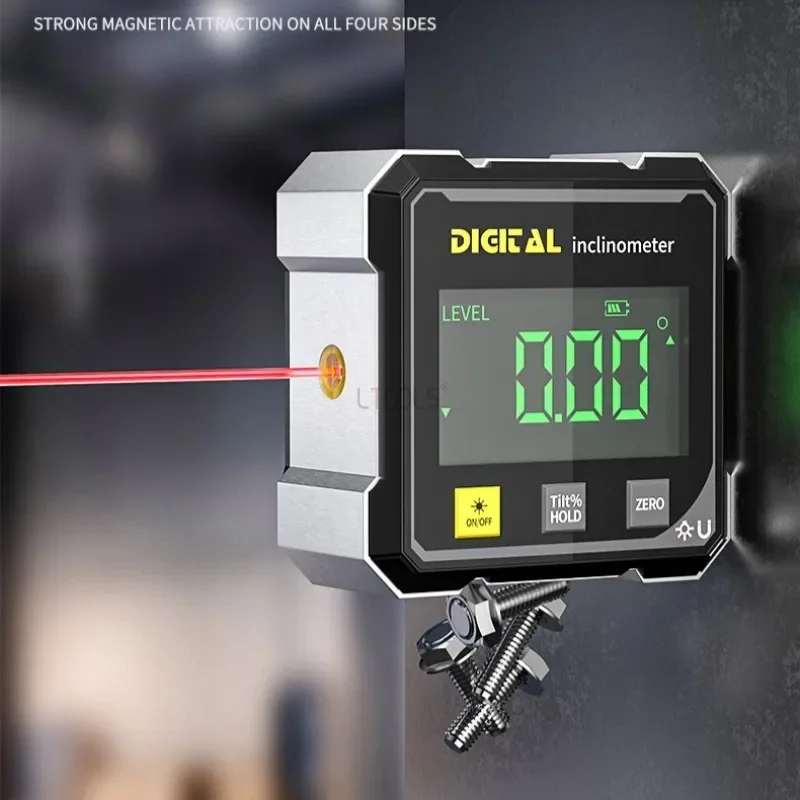 Inclinómetro Horizontal de doble láser para el hogar, inclinómetro Digital pequeño magnético, nivel láser electrónico para construcción de edificios
