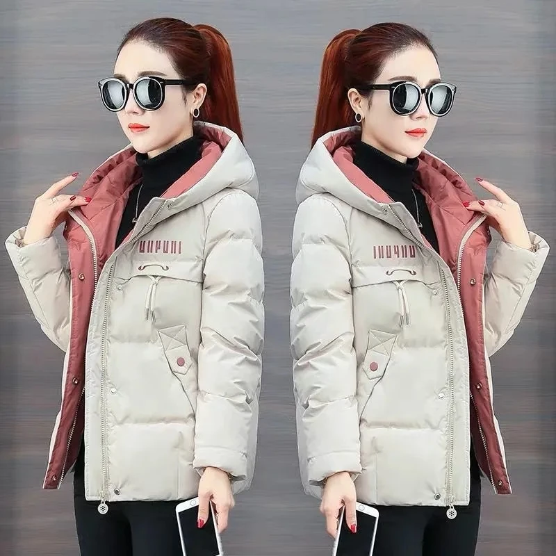 

2025 Winter Warm Thicken Down Cotton Jacket Korean Loose Women'S Hooded Cotton Coat Women Parkas Bread Coat New Women Jacket