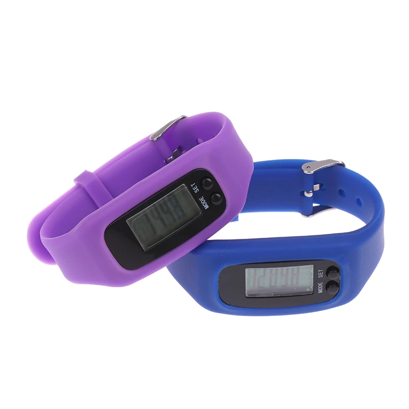 LED Pedometer Bracelet Watch, Silicone Step Counter Fitness Tracker, 12/24‑Hour Time Display Step Tracking Wrist Watch