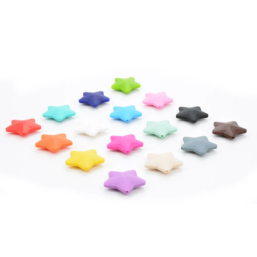 LOFCA Star Shape Silicone beads 5 pcs Loose Beads For Food Grade Silicone Teething Necklace Silicone Loose Beads BPA Free