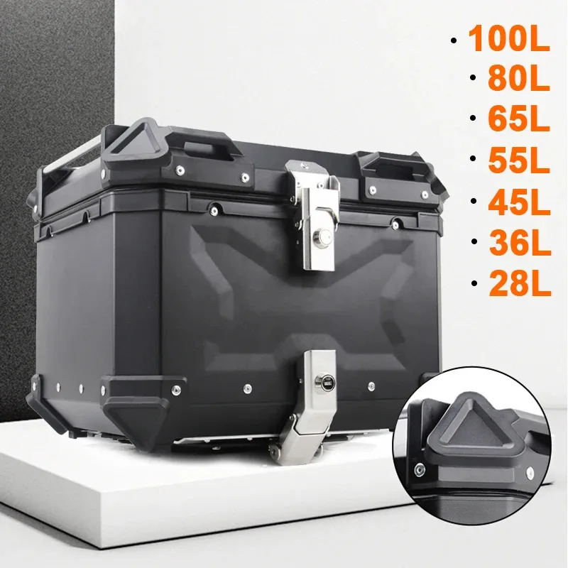 Factory Hot Selling 45L 55L 65L 80L 100L Motorcycle Aluminum Top Case Large Capacity Motorcycle Rear Trunk Universal Lage Tail B