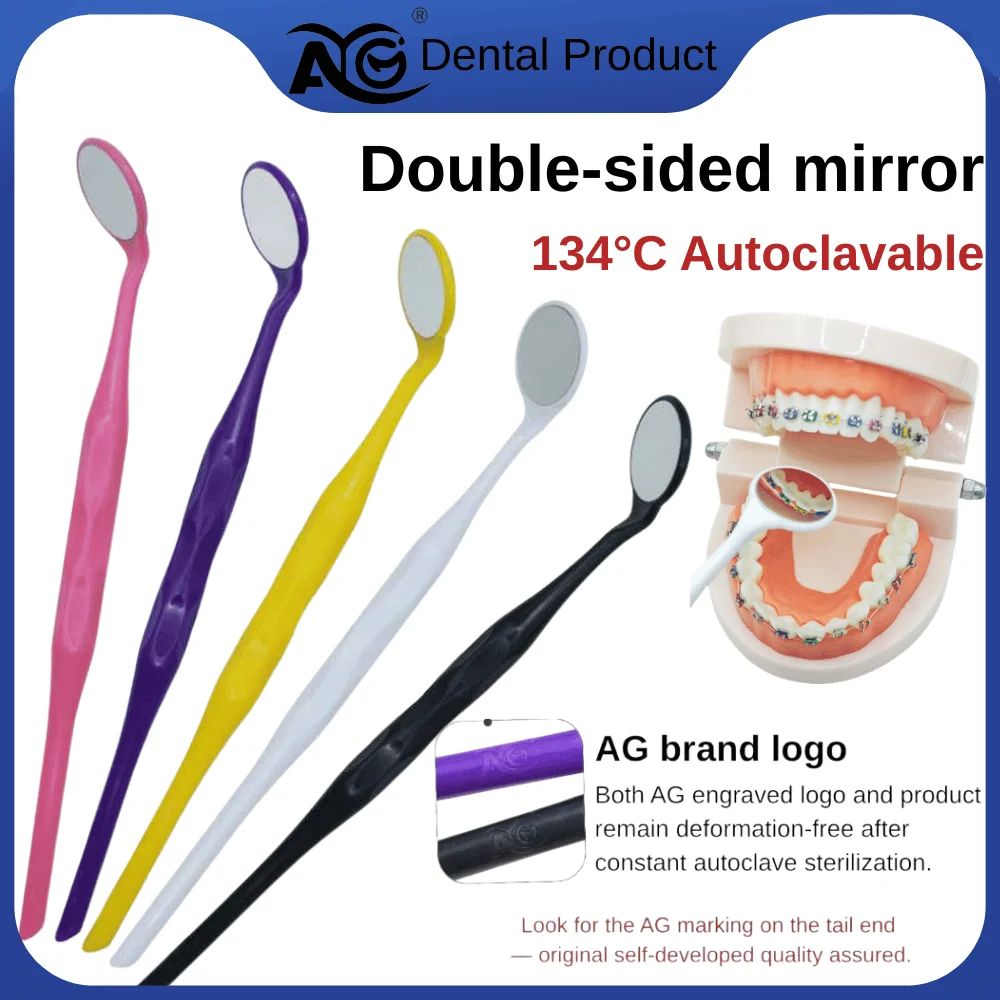 

1/5Pcs AG Oral Mirror Tooth Whitening Dental Double Sided Mouth Mirrors Autoclavable Premium Front Surface Mouth Exam Reflector