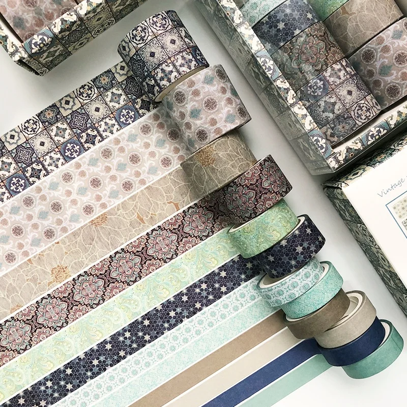 12 Stuks Combinaties Van Washi Tape Dagboek Stickers Met Geometrische Patronen Diy Dagboek Afplakband Decoreren Schoolbenodigdheden