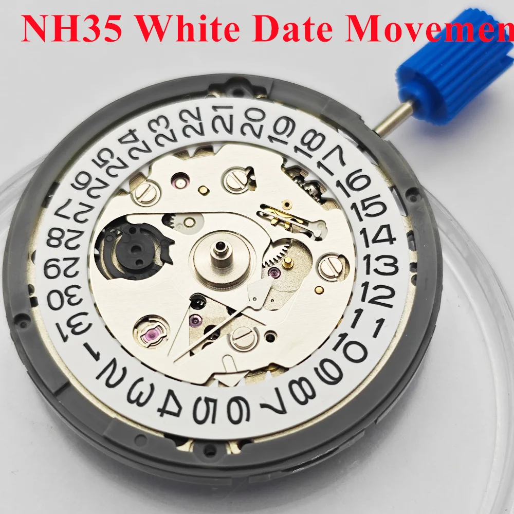 NH35 حركة الساعة تاريخ اليوم الأبيض 24 مجوهرات عالية الدقة الميكانيكية التلقائية ساعة يد تعمل بالحركة المعصم تناسب الرجال