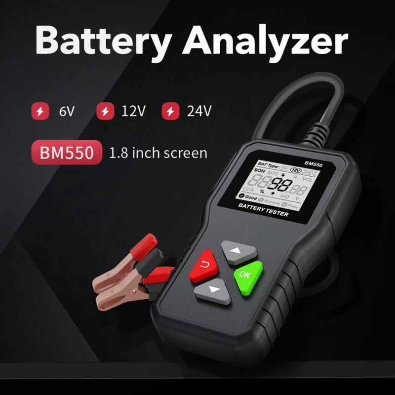 

6V 12V 24V BM550 Trailer Car Motorcycles Battery Tester 100-2000CCA Battery System Analyzer Charging Cranking Test Tool AOS