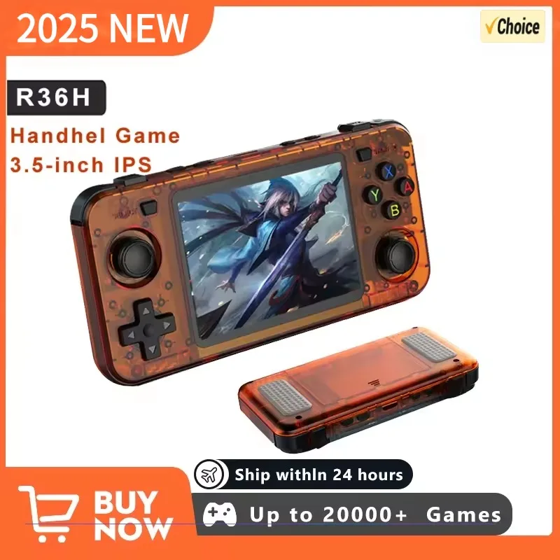 

R36H Retro Video Game Console 3.5‘’ IPS Screen RK3326 3000 mAh Open Linux System Portable Player For Boys gift