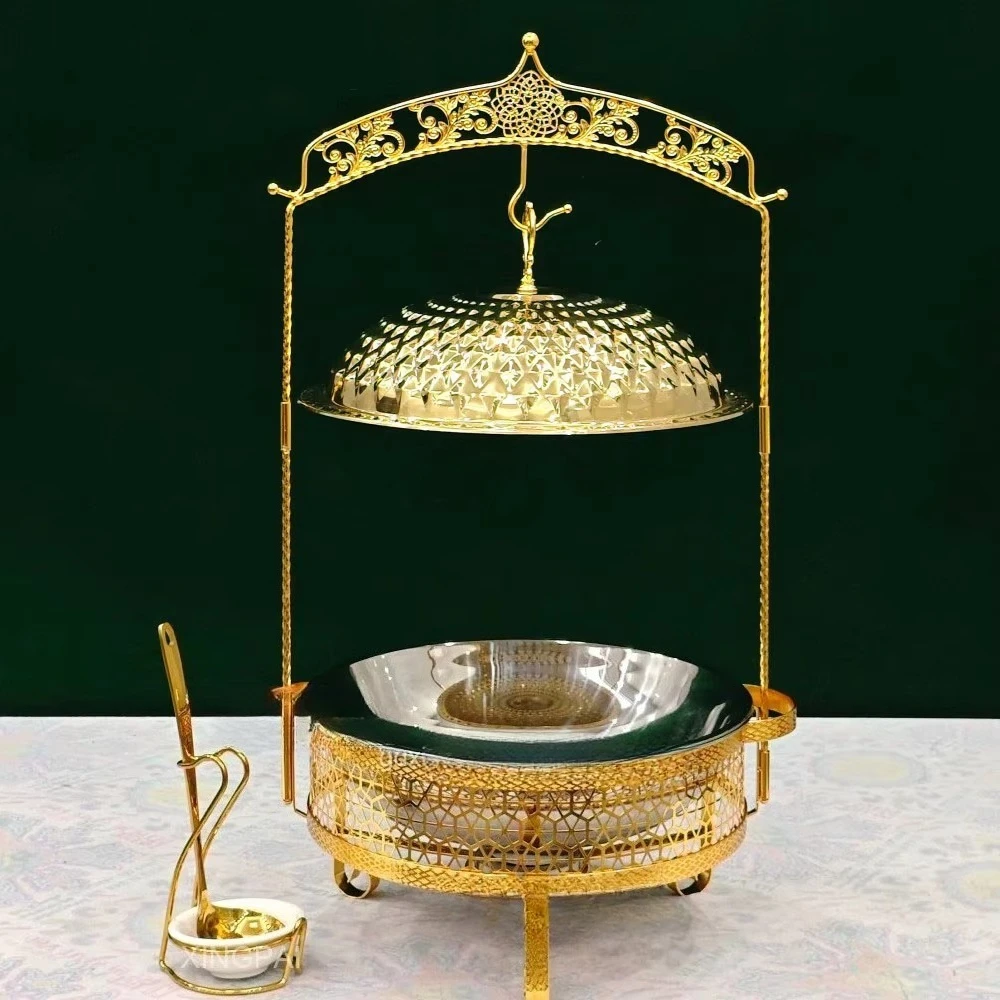Gold 4.5L 6L 8L Stainless Steel Hot Pot Low Price Wedding Luxury Business Buffet Catering Heater