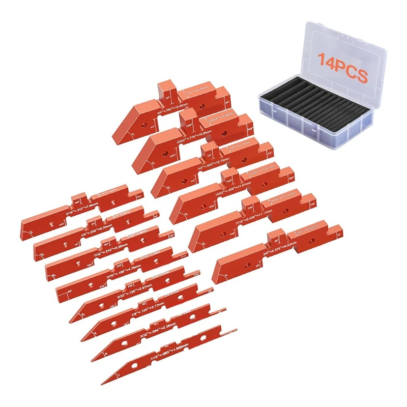 

AC88-Router Table Setup Bars, 14 Pcs, Precision Aluminum Setup Blocks Height Gauge Set, With Laser Engraved Size Markings