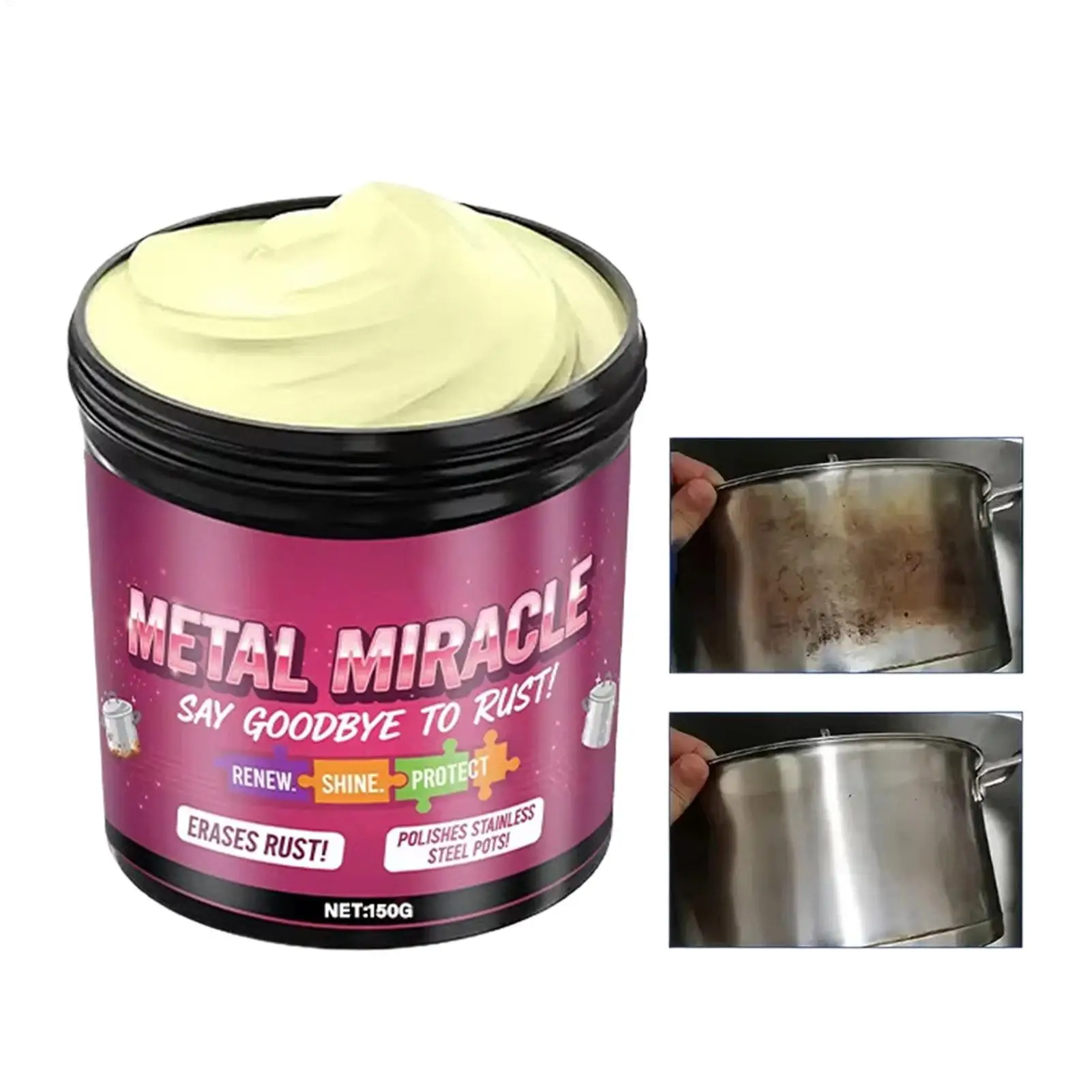 Aluminum Cleaner 150g Oxidation Removal Balm Metalpolish With Sponge For Copper Pan Stainless Steel Cookware Kitchen Restaurant