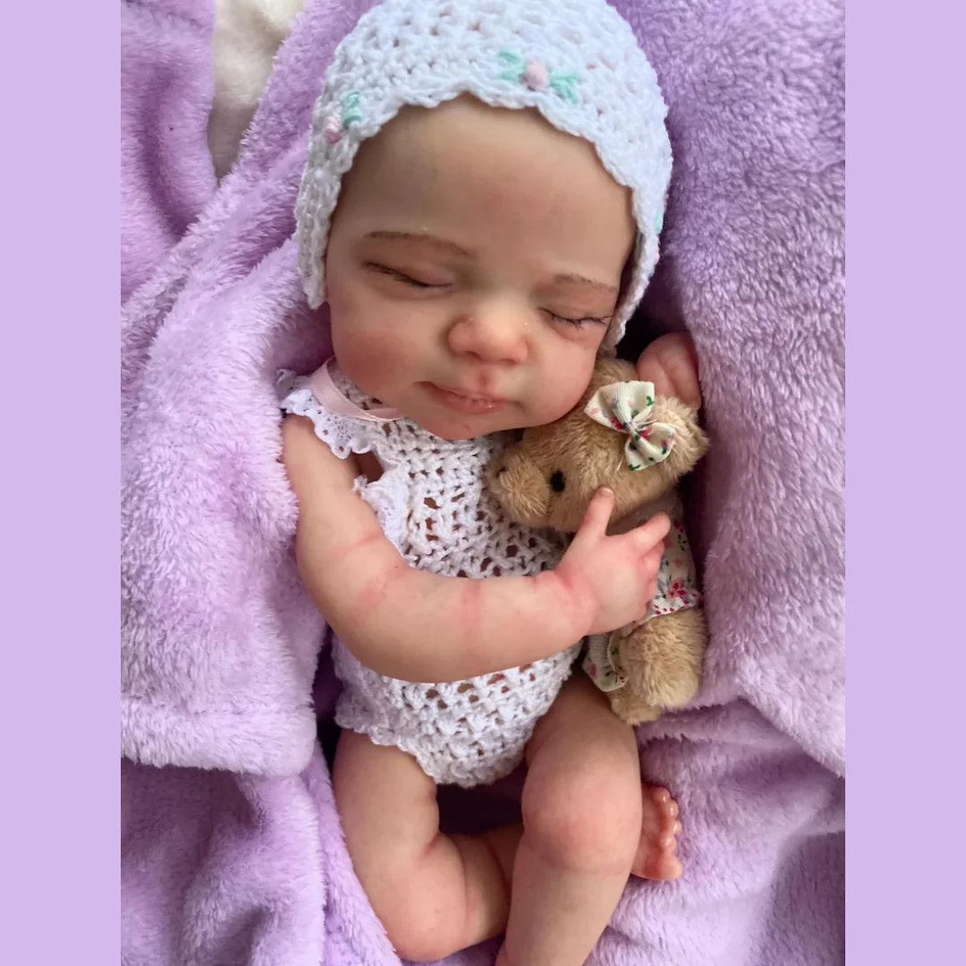 33cm 파스칼 소프트 실리콘 베베 리본 여자 아기, 입을 벌린 3D 페인트 피부 드레스, 스웨터 의상, 실물 같은 신생아 인형