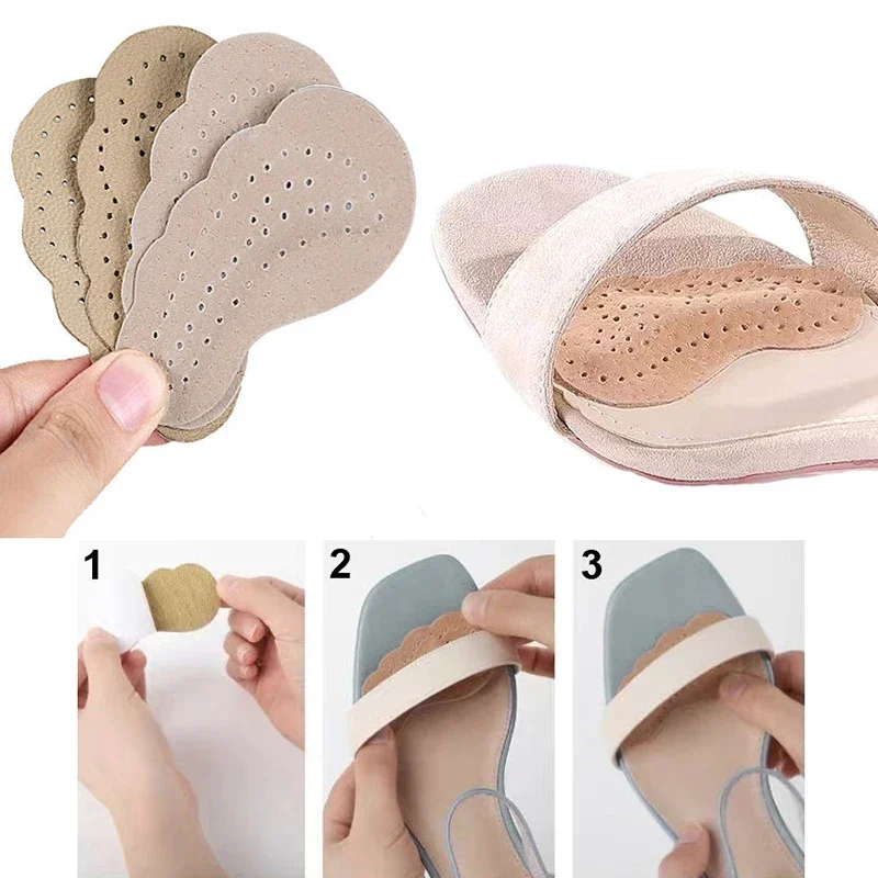 Non-slip Insoles for Women Shoes Stickers Leather Forefoot Pads for Sandals High Heels Insert Self-Adhesive Anti Slip Foot Pads