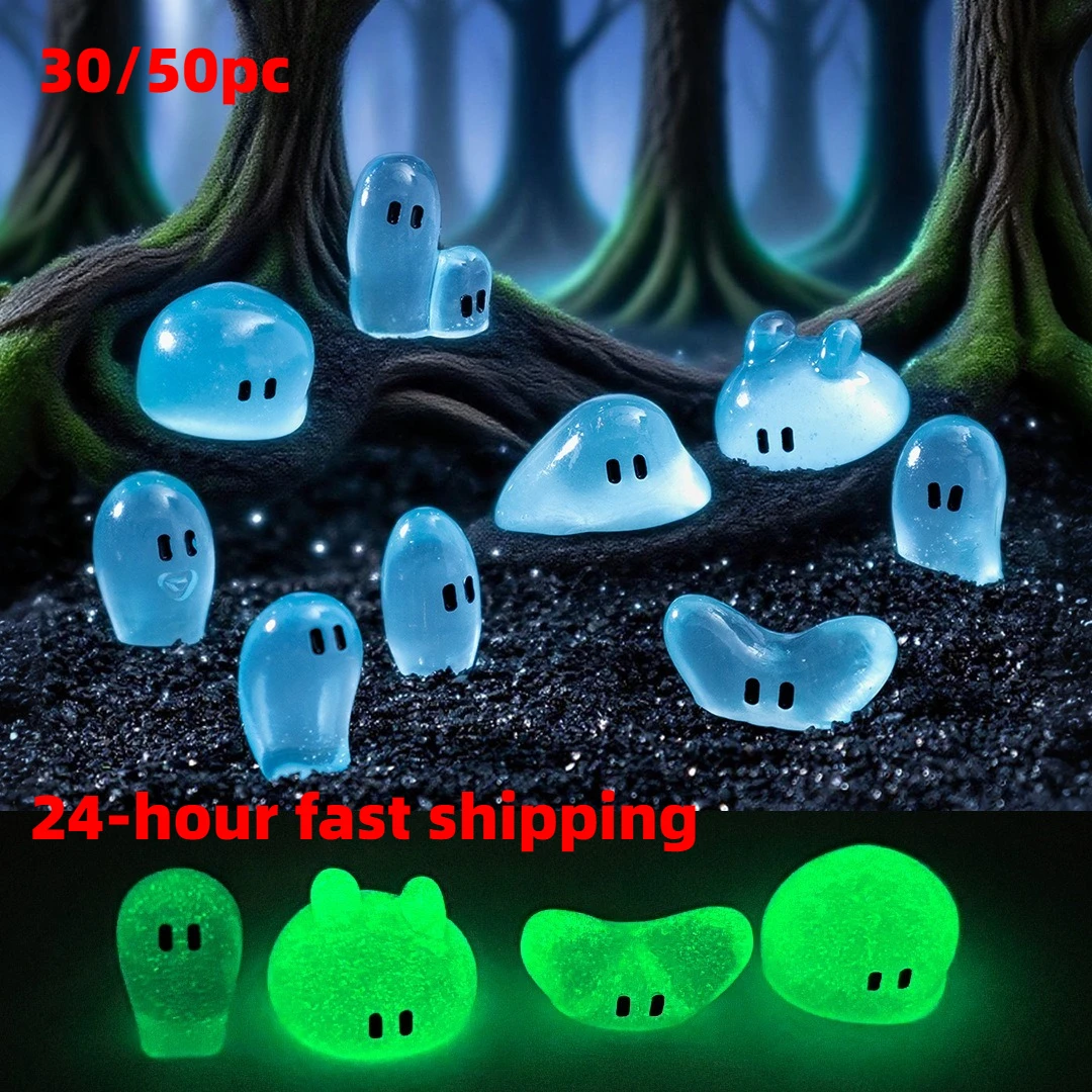 30/50pc Luminous mini Resin transparent dewdrop elf cute Bonsai Statues for Room DIY Crafts Miniature Garden Landscape Decor