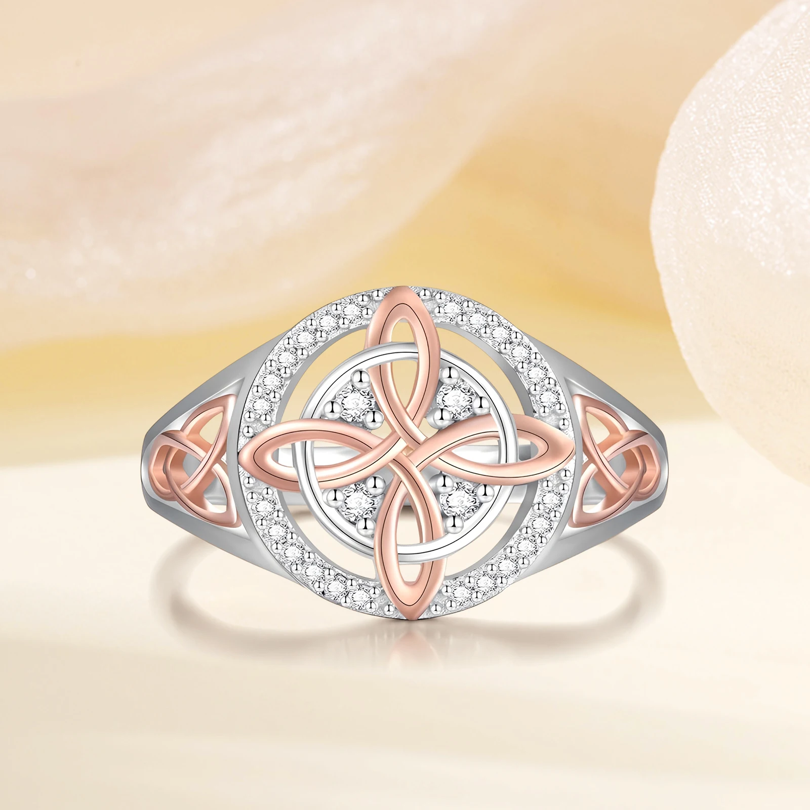 

Bicolor Witches Knot Ring Protect Your Loved Ones Cubic Zirconia Ring Jewelry for Women Birthday Gift Mothers Day Gifts