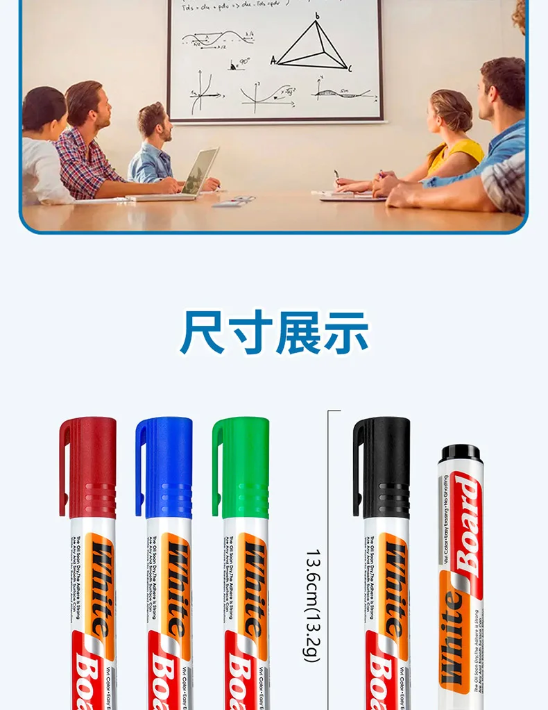 Whiteboard-Marker-Set, mit Tafellöscher, nachfüllbar, sicher, ungiftig, hohe Kapazität, für Büro, Besprechungen und Bildungszwecke – Detail 9