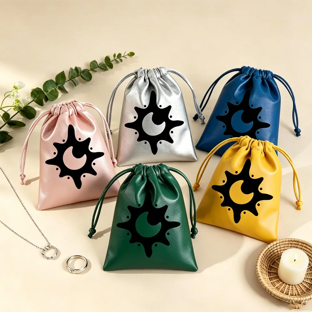 

Bulk Custom Logo Soft PU Leather Drawstring Bag Jewelry Earrings Pendant Organizer Fashion Display Storage Travel Wedding Pouch