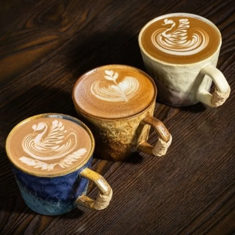 Ceramic coffee cup, 350 ml latte mug, fired at high temperature, can be put into microwave oven.