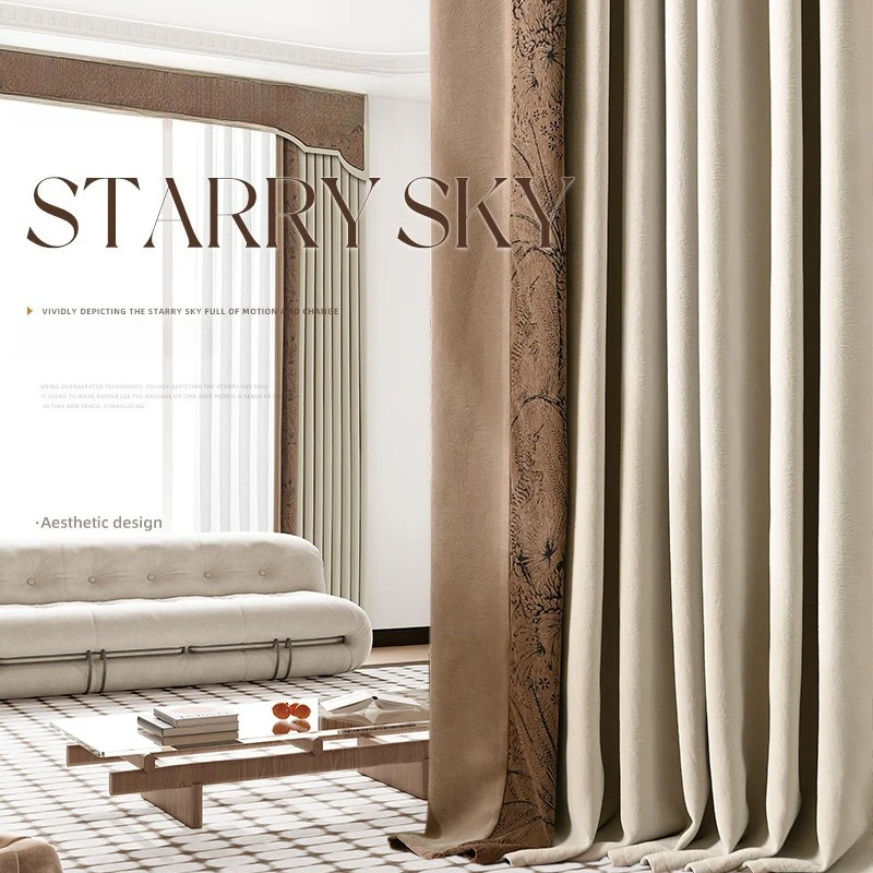 

Starry Sky Light Luxury High-end Chenier High Blackout Curtains Living Room Bedroom Dining Room Curtains Finished Design