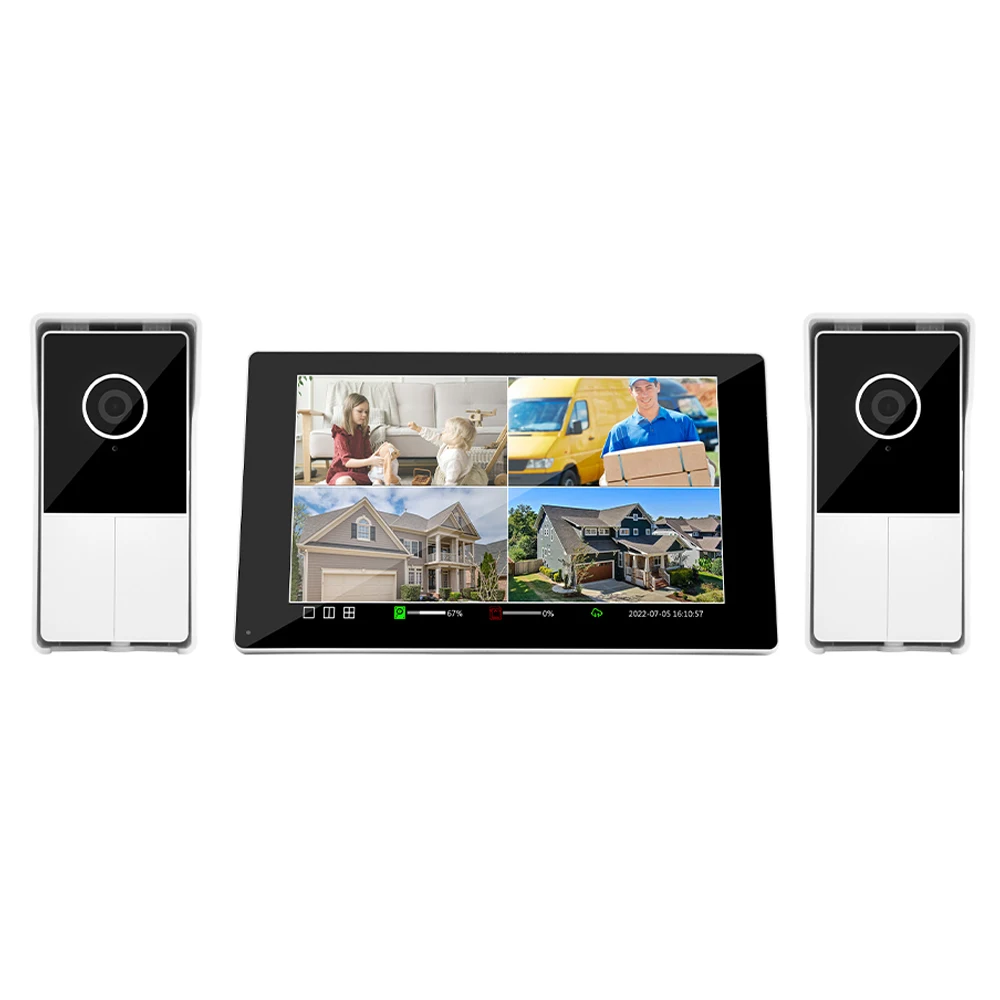 Real Time Intercom Video Door Phone System For Villa 2* POE Doorbell 1* 10inch Touch LCD Support For Multiple Languages