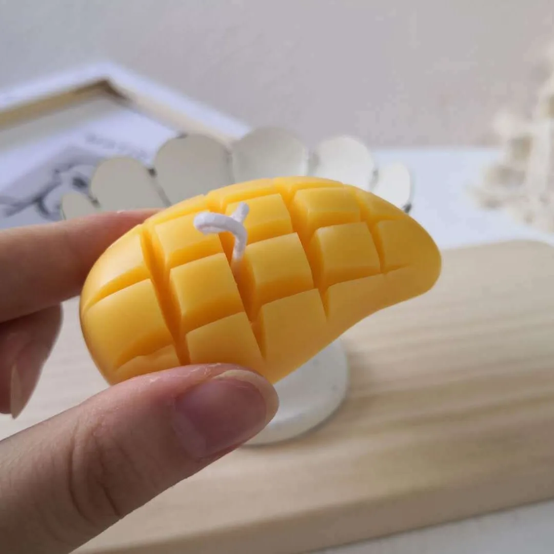Molde de silicona con forma de mango de simulación DIY, vela aromática de frutas 3D, adorno de yeso de resina, moldes de juguete blandos mochi