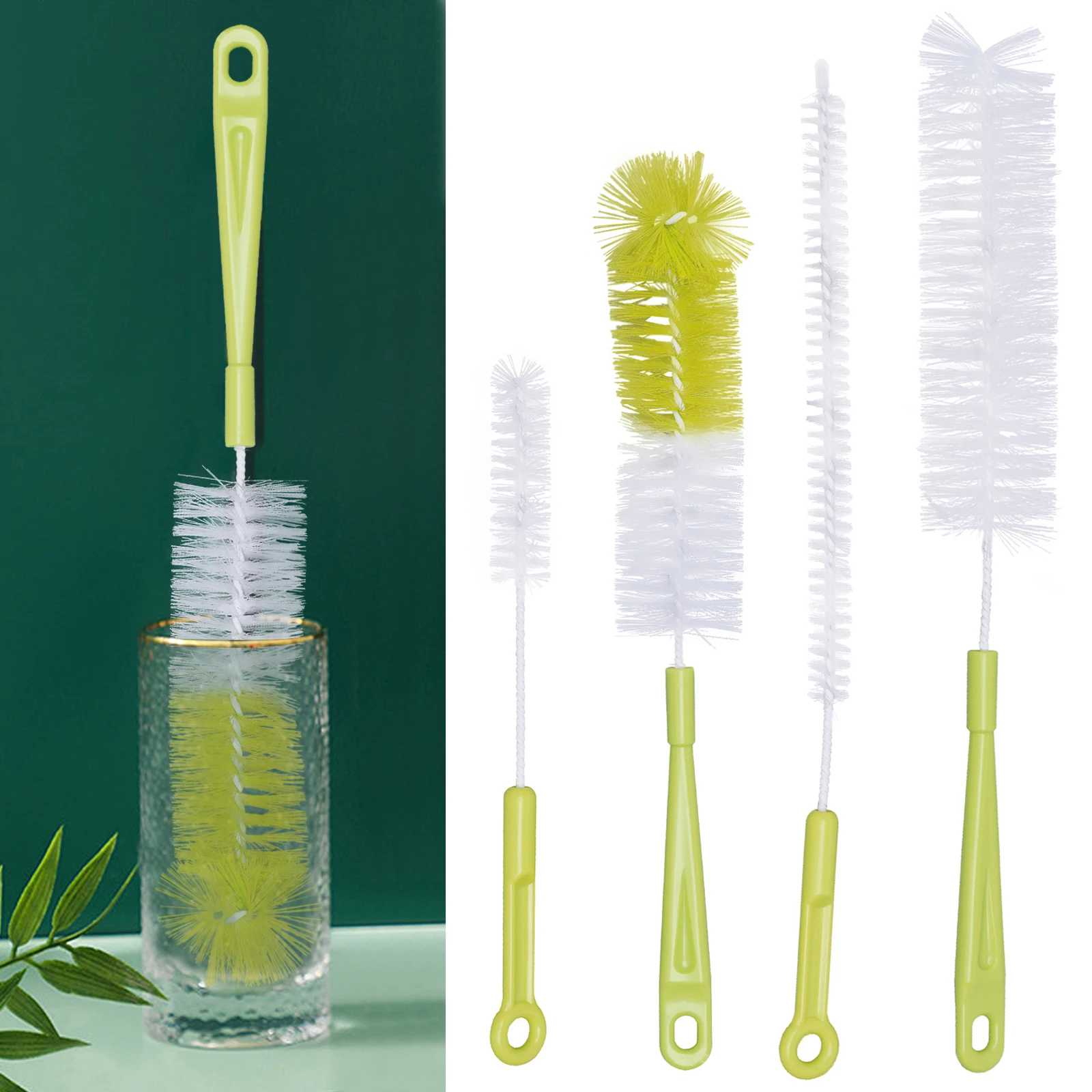 

Bottle Cleaning Brush Set - Long Handle Bottle Cleaner for Washing Narrow Neck Beer Bottles, Sports Water Bottles with Straw