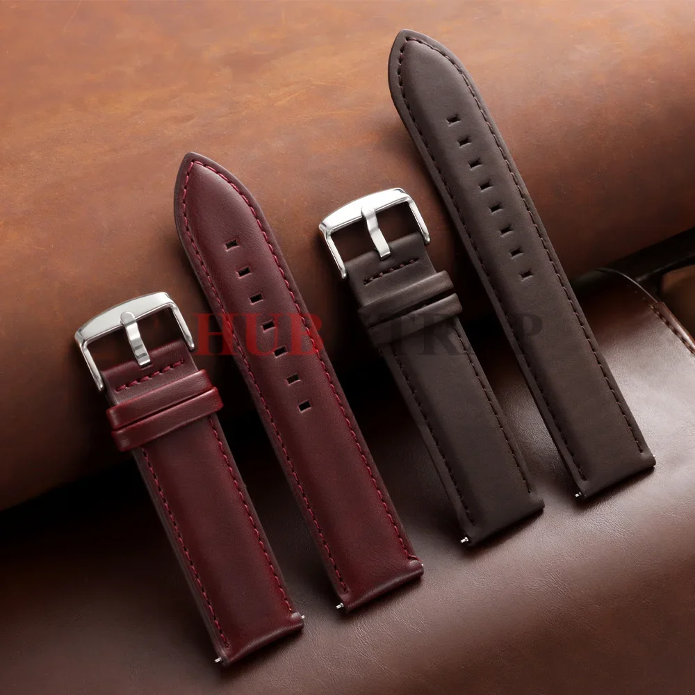 18mm 20mm 22mm Schnellverschluss Echtleder-Uhrenarmband für DW für Omega Schwarz Braun Rot Dornschließe Uhrenzubehör – Detail 10
