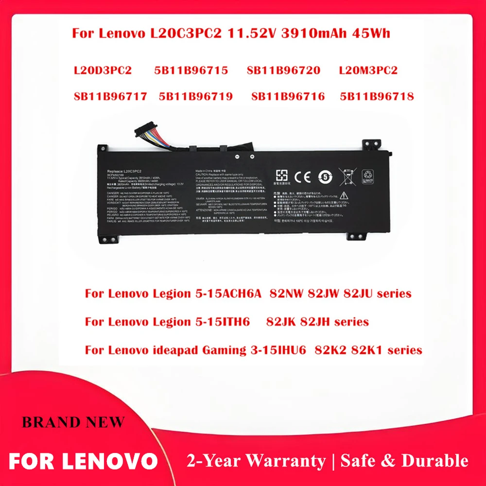 L20C3PC2 Battery For Lenovo Ideapad Gaming 3-15IHU6 Laptop 82K2 / 3-15ACH6 Laptop 82K1 / 5-15ACH6A Laptop 82NW Series