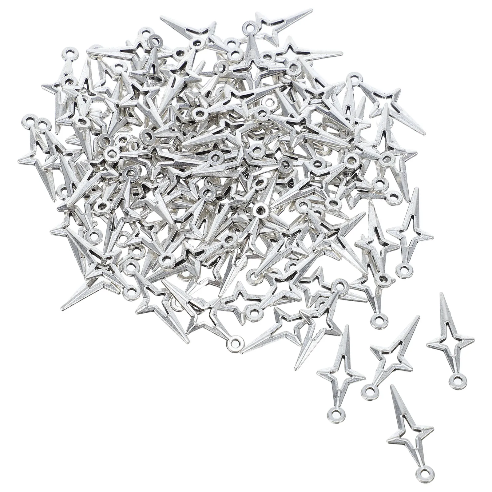 

100pcs Star Shaped Charm Mini Hollow Four Pointed Necklace Pendant DIY Jewelry Making Accessories Bracelet Earrings
