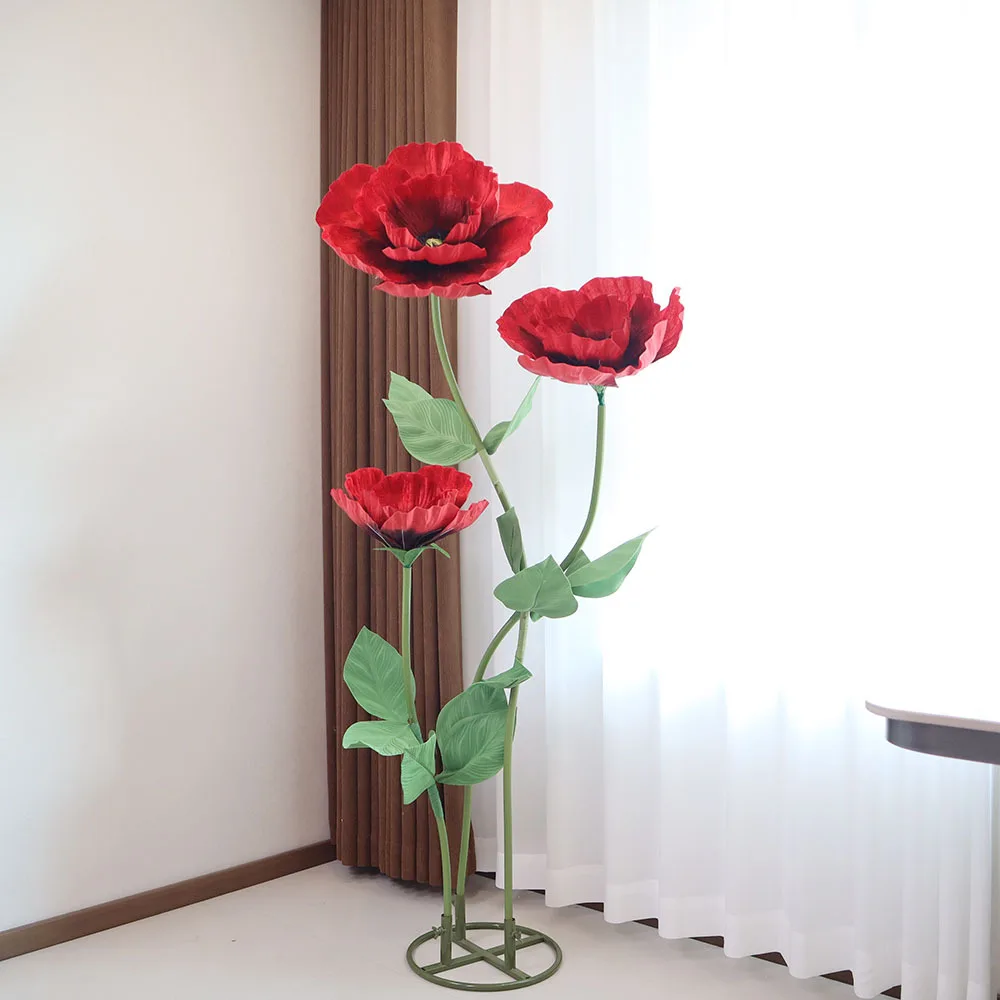 Giant Retro Artificial Velvet Poppy Large-scale Event Background Flower Wedding Arch Party Photo Background Home Decor Flowers