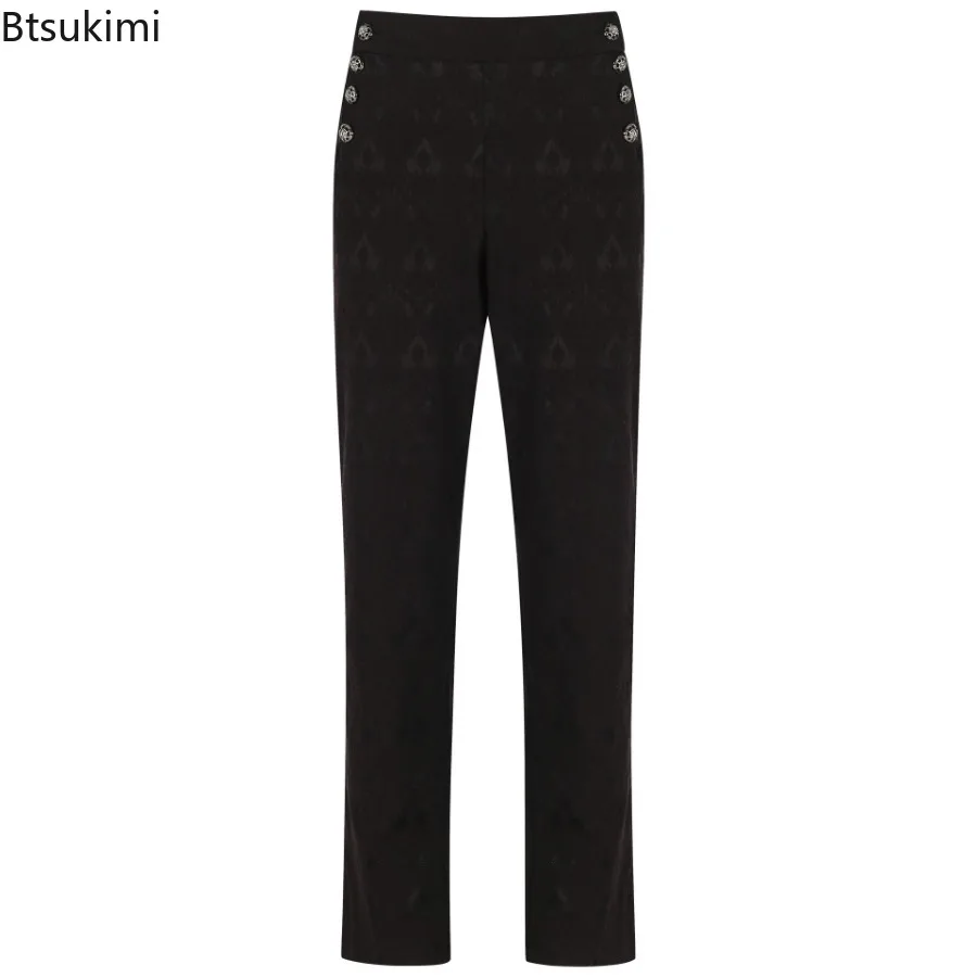 2026 Men's Steampunk Gothic Pants Party Wedding High Waist Slim Fit Men Trousers Retro Pants Punk Retro Men's Uniform Overalls