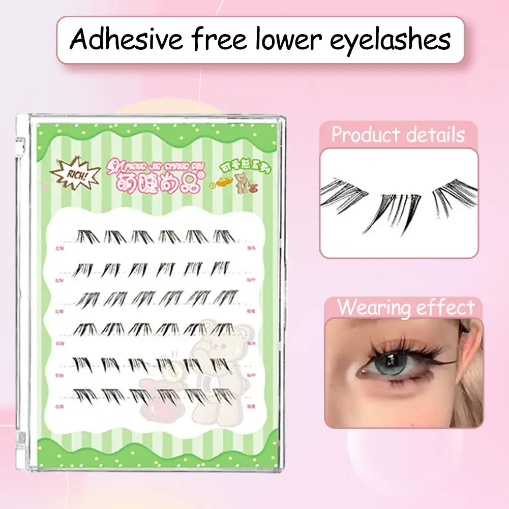 Kein Kleber im Fuchs-Stil, untere Wimpern, natürliche Manga-Fee, DIY segmentiertes Make-up, Wimpern-Wimpern-Look-Werkzeug unter F6U0